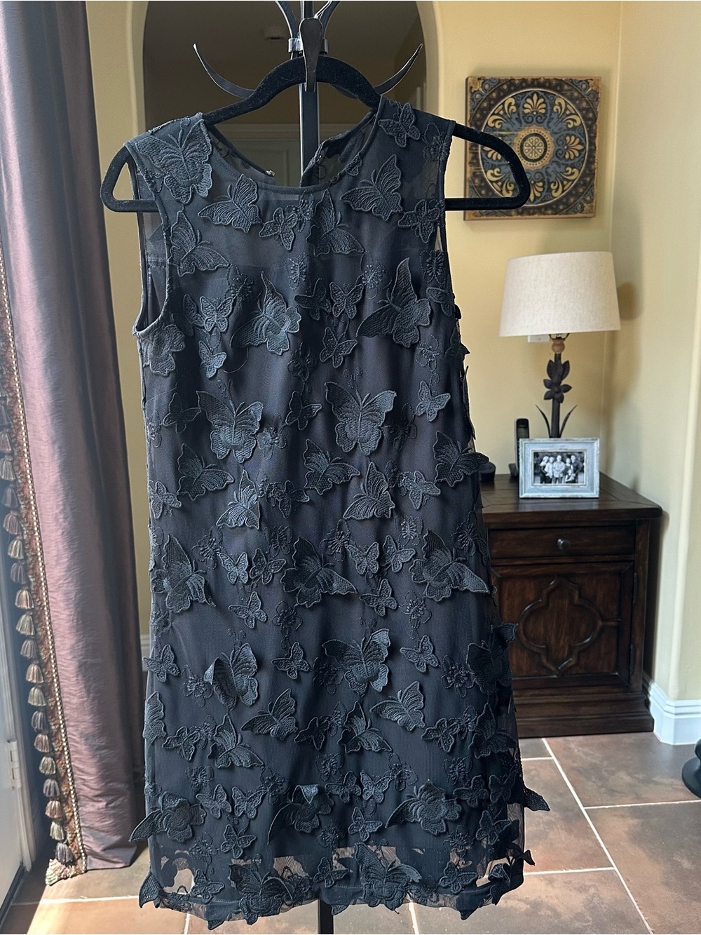 Jasmine Black Sleeveless Mini Dress with 3D Butterfly Appliqués